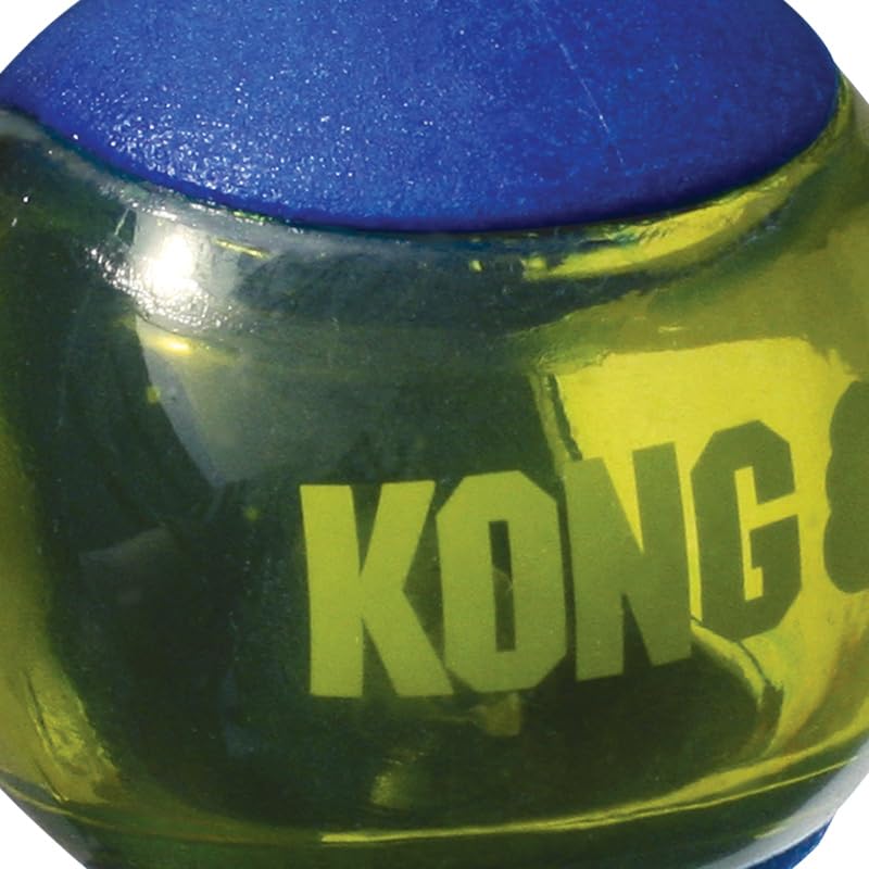 KONG Squeezz Action Ball supports solo play and interactive fetch sessions.