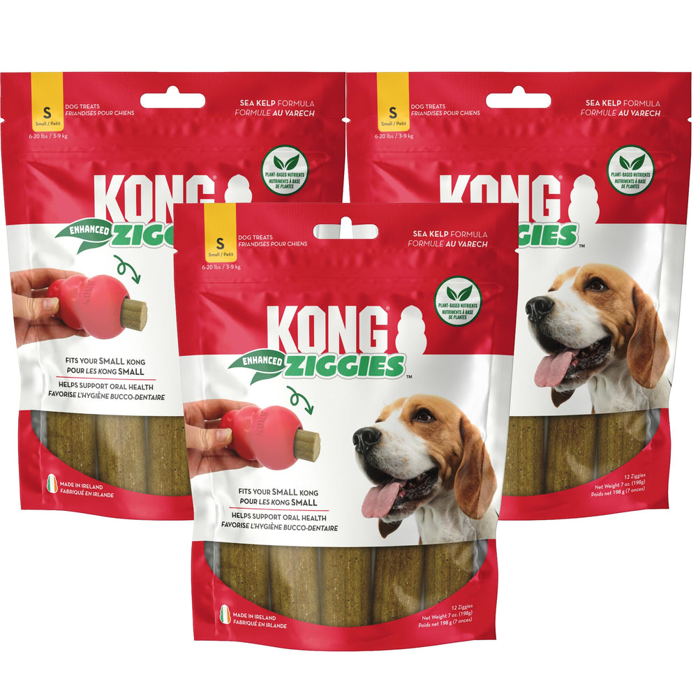 KONG Stuff'n Ziggies adult small pack3 bags, durable chew for longer chew sessions.