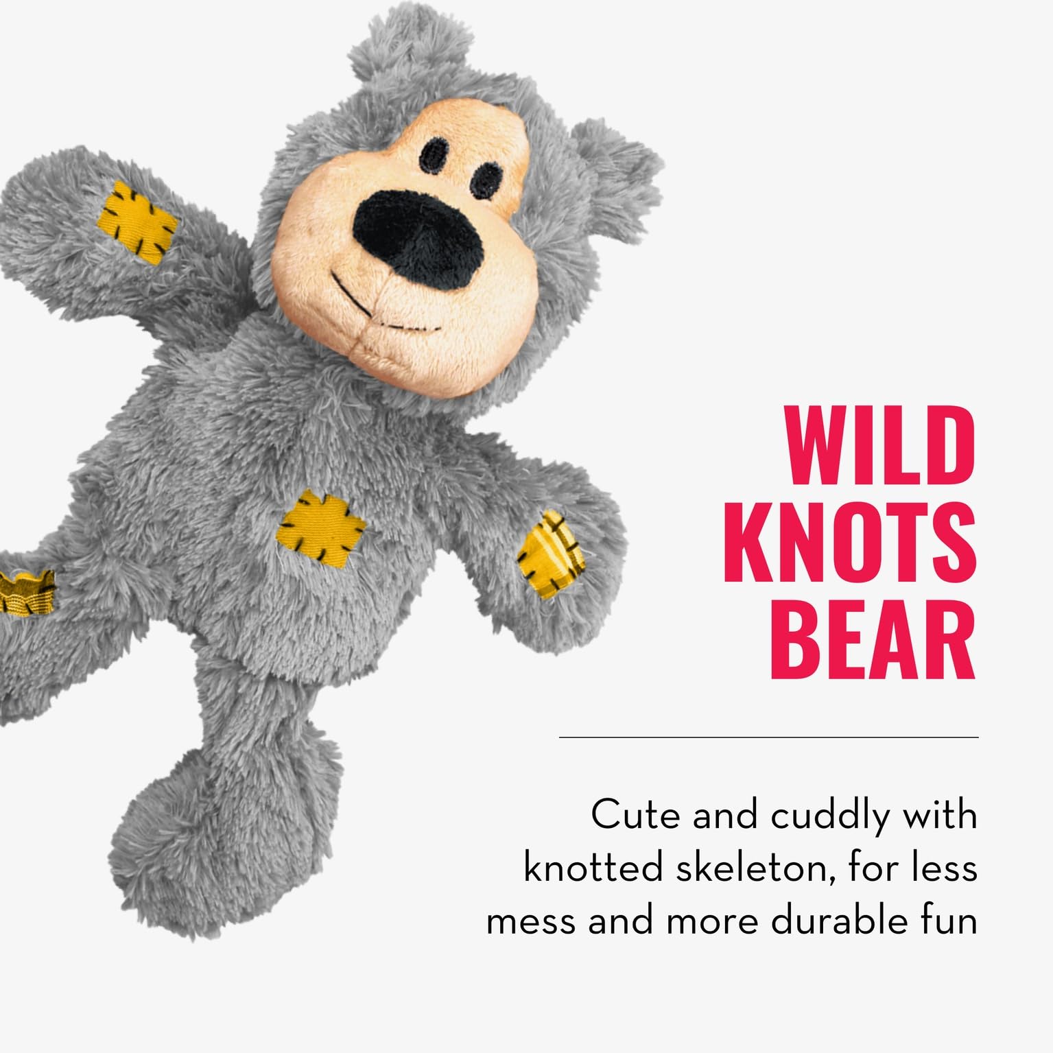 KONG Wild Knots Bear minimal stuffing reduces mess during play