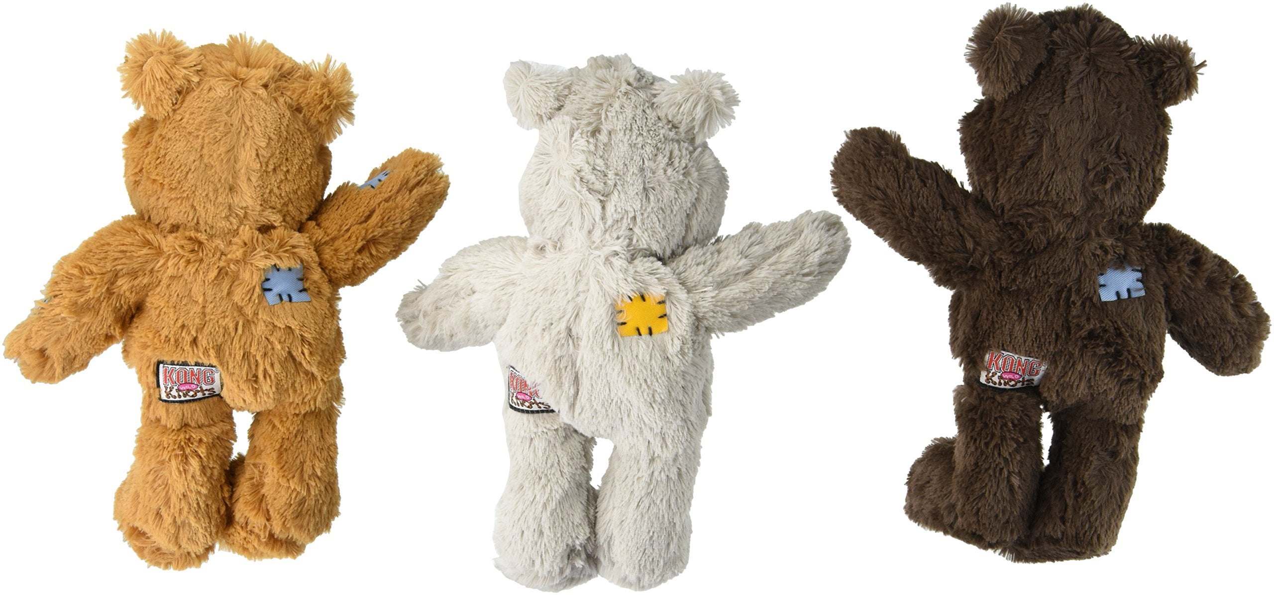 KONG Wild Knots Bear pack3 closeup squeaker showcases play-enticing design for interactive fetch sessions.