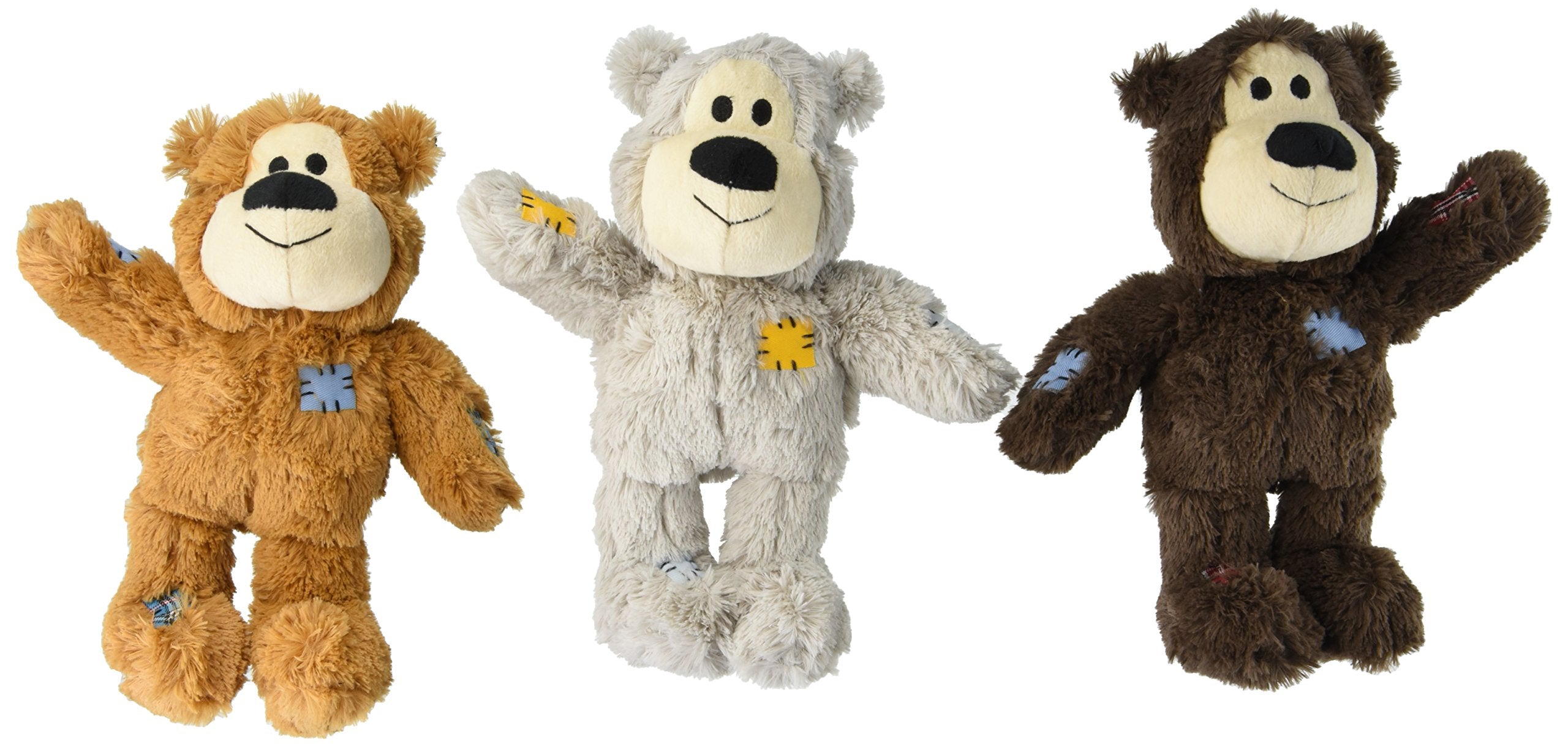 KONG Wild Knots Bear pack3 side view highlights durable plush and knotted skeleton for big dogs.