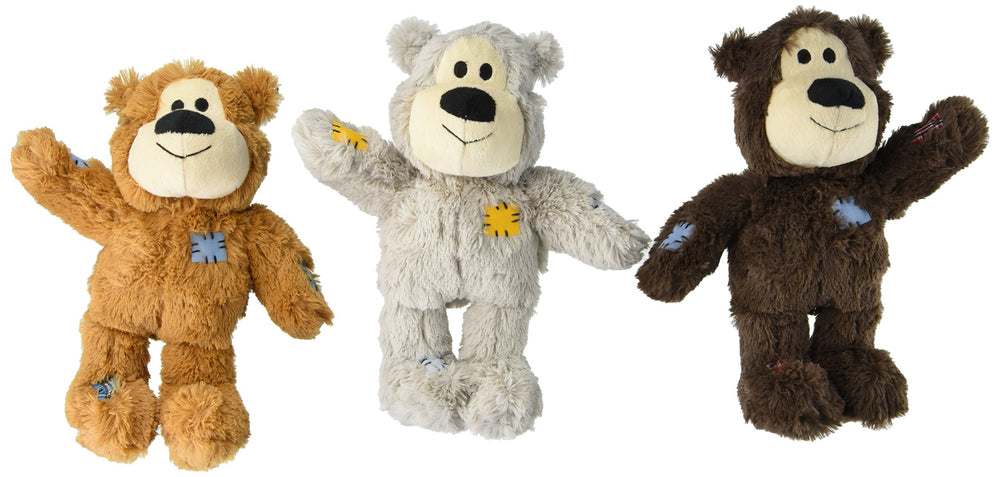 KONG Wild Knots Bear pack3 side view highlights durable plush and knotted skeleton for big dogs.