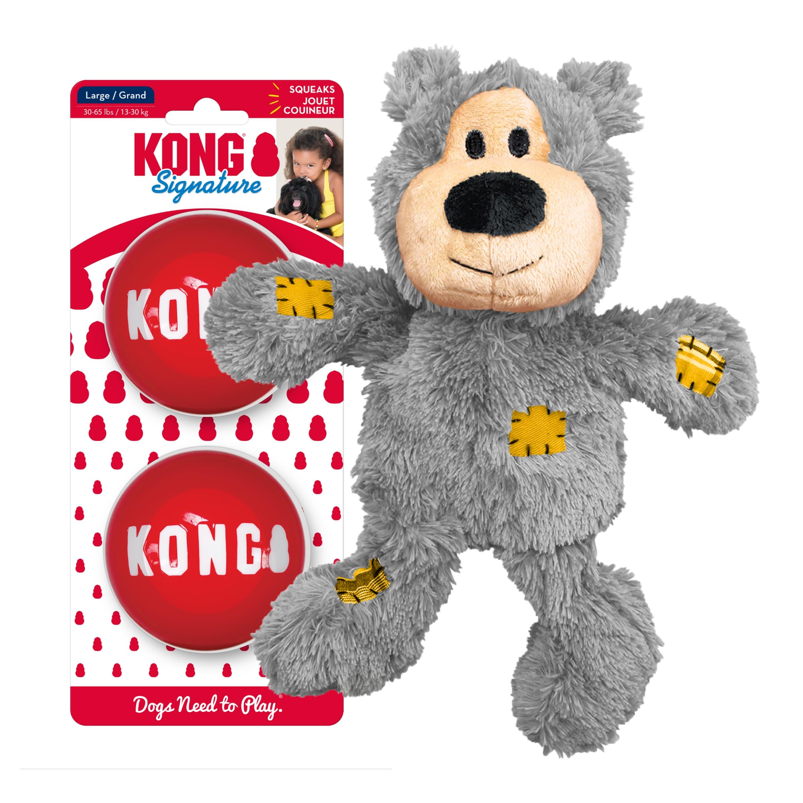 KONG Wild Knots Bear soft plush with knotted interior for gentle chewing.