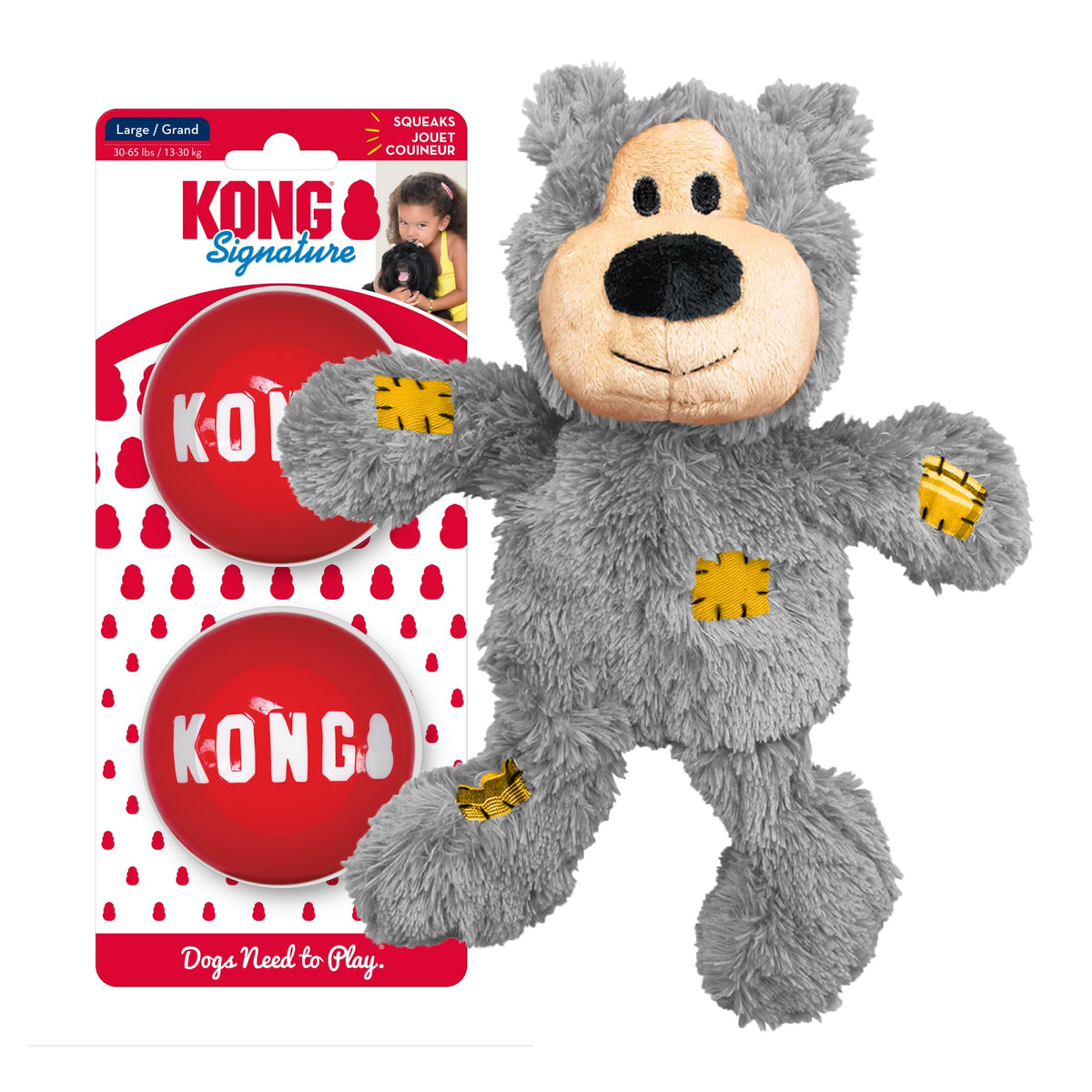 KONG Wild Knots Bear soft plush with knotted interior for gentle chewing.