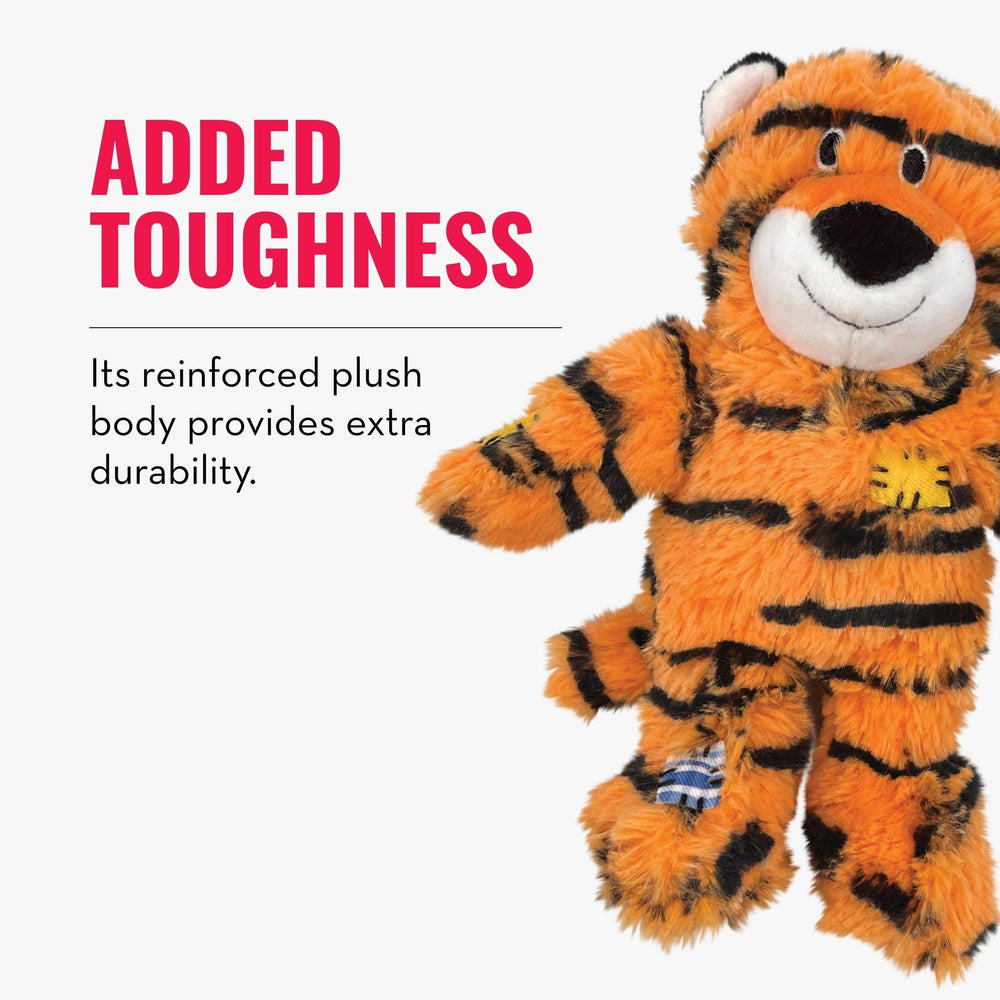 Medium to large dogs get a balanced fit with this tiger toy