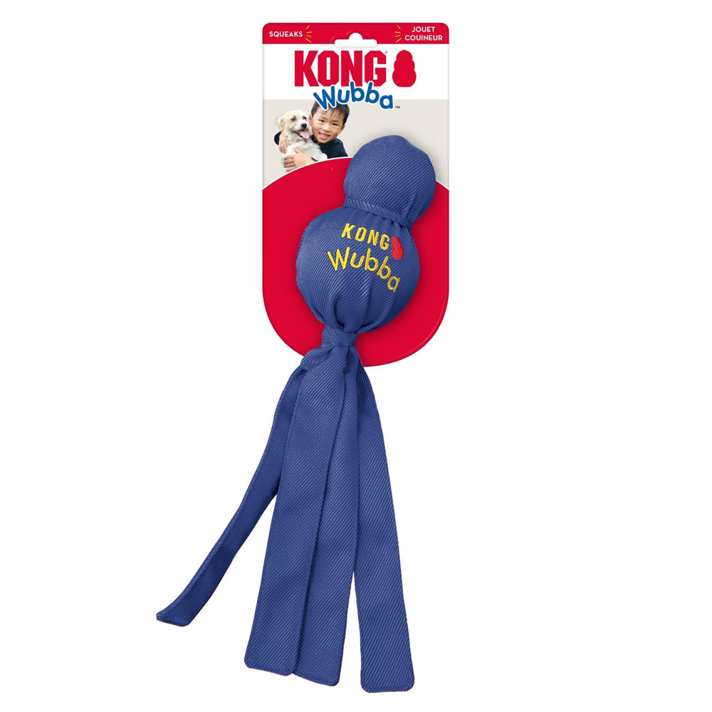 KONG Wubba-brand-legacy-satisfaction-guarantee signals trusted toy quality.