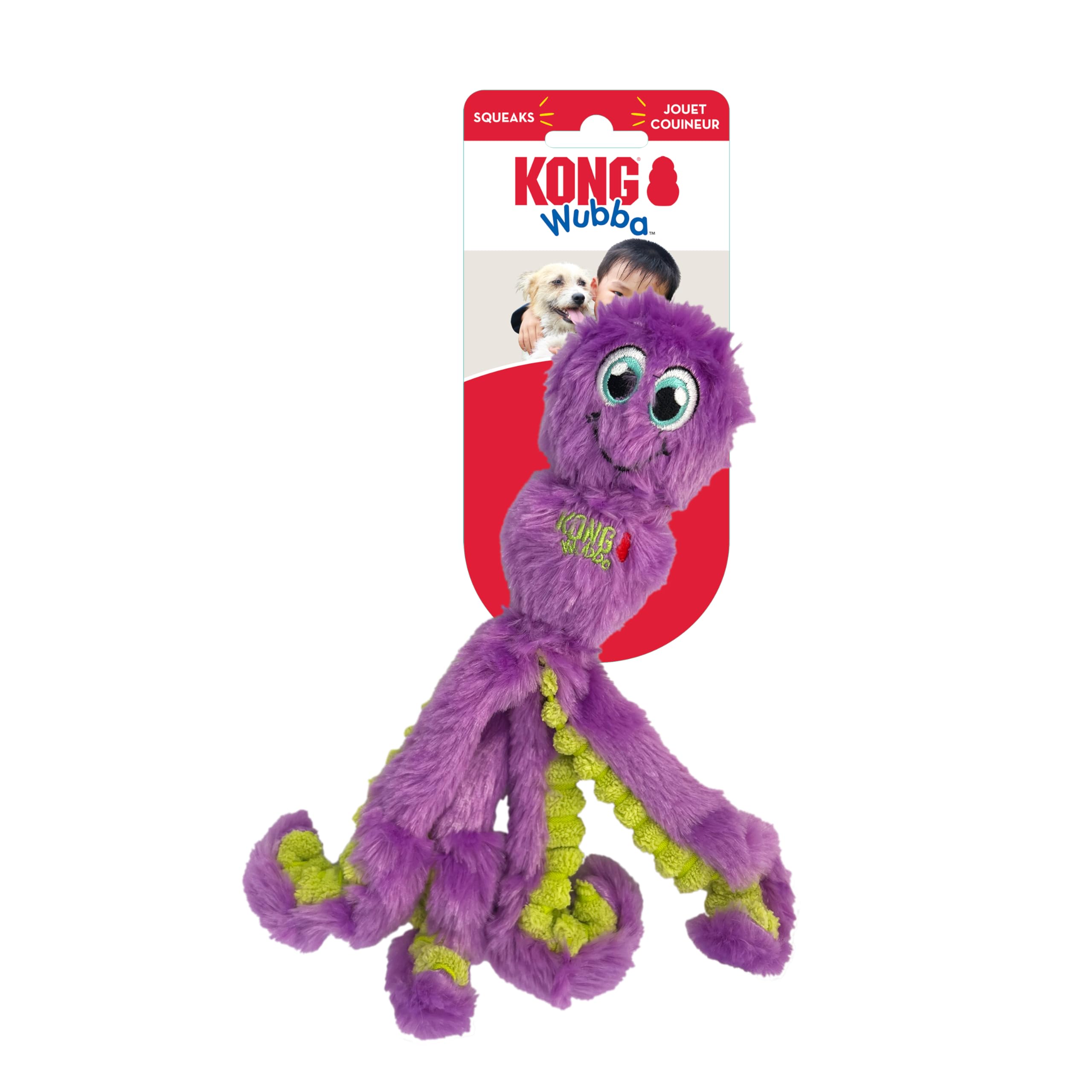 KONG Wubba Octopus legs in action encourage thrashing and interactive fetch sessions.