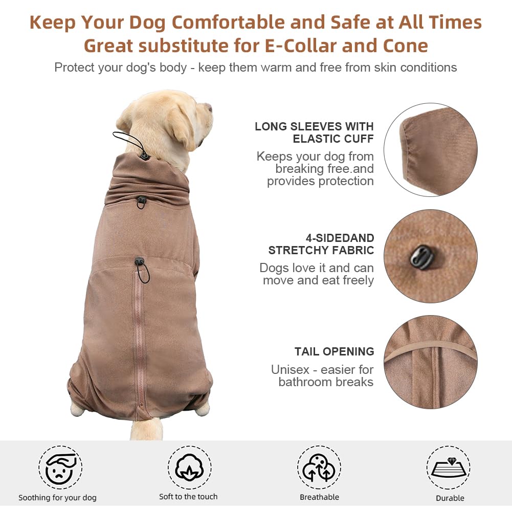 KOOGAL dog pajamas coffee color recovery-use, designed for gentle post-day wear.