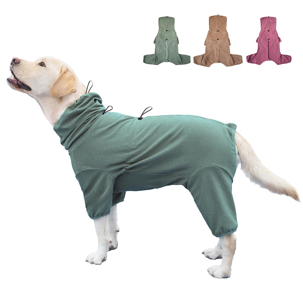 KOOGAL dog pajamas green 6XL front view highlighting stretchy fit for large dogs
