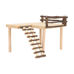 KooingTech hamster platform front view with sturdy wooden bridge for active play