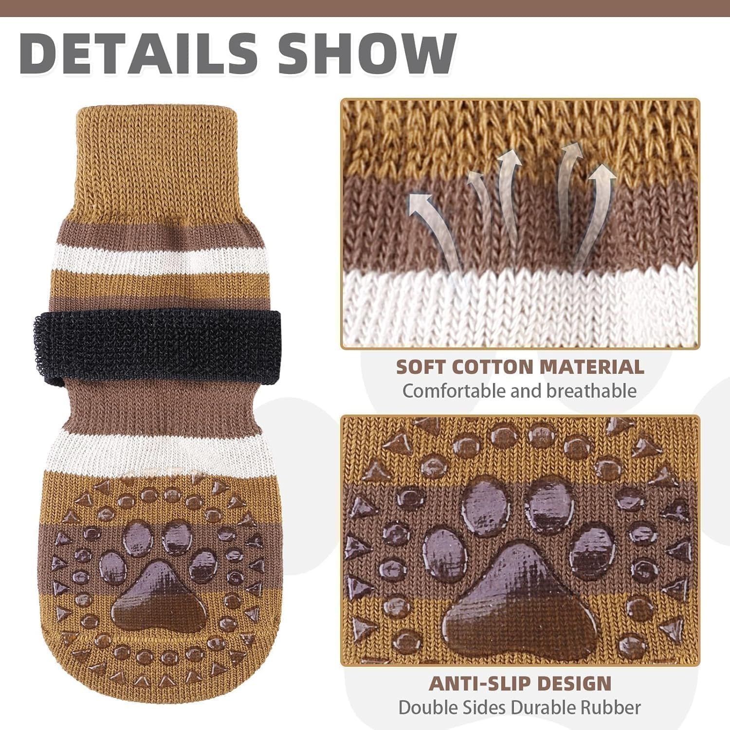 KOOLTAIL anti-slip dog socks double-sided grips close-up highlighting traction capability