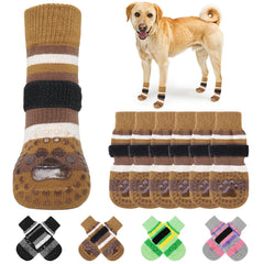 KOOLTAIL anti-slip dog socks front view with double-sided grips for secure traction on floors