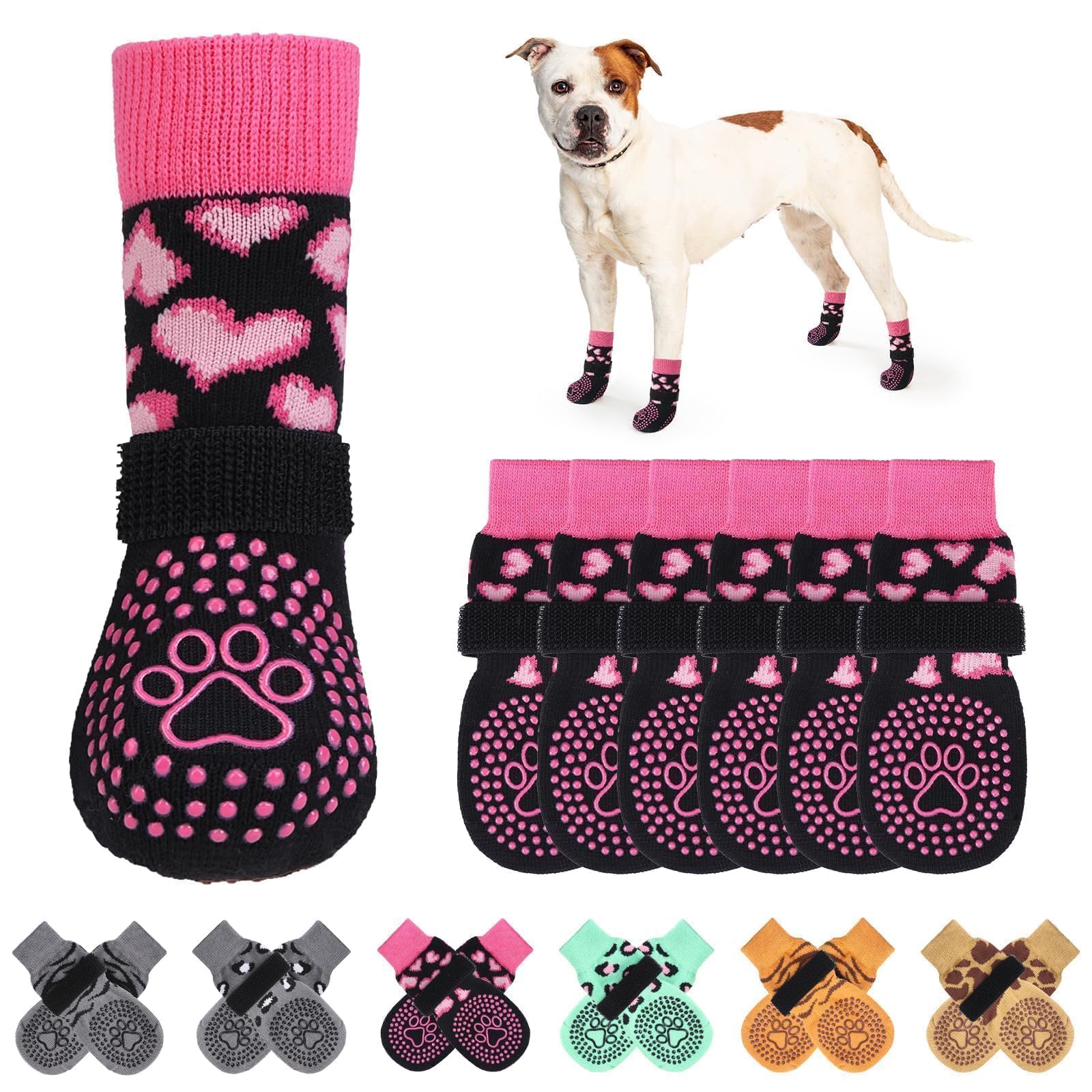 KOOLTAIL anti-slip dog socks grip close-up showing traction on hardwood floors.