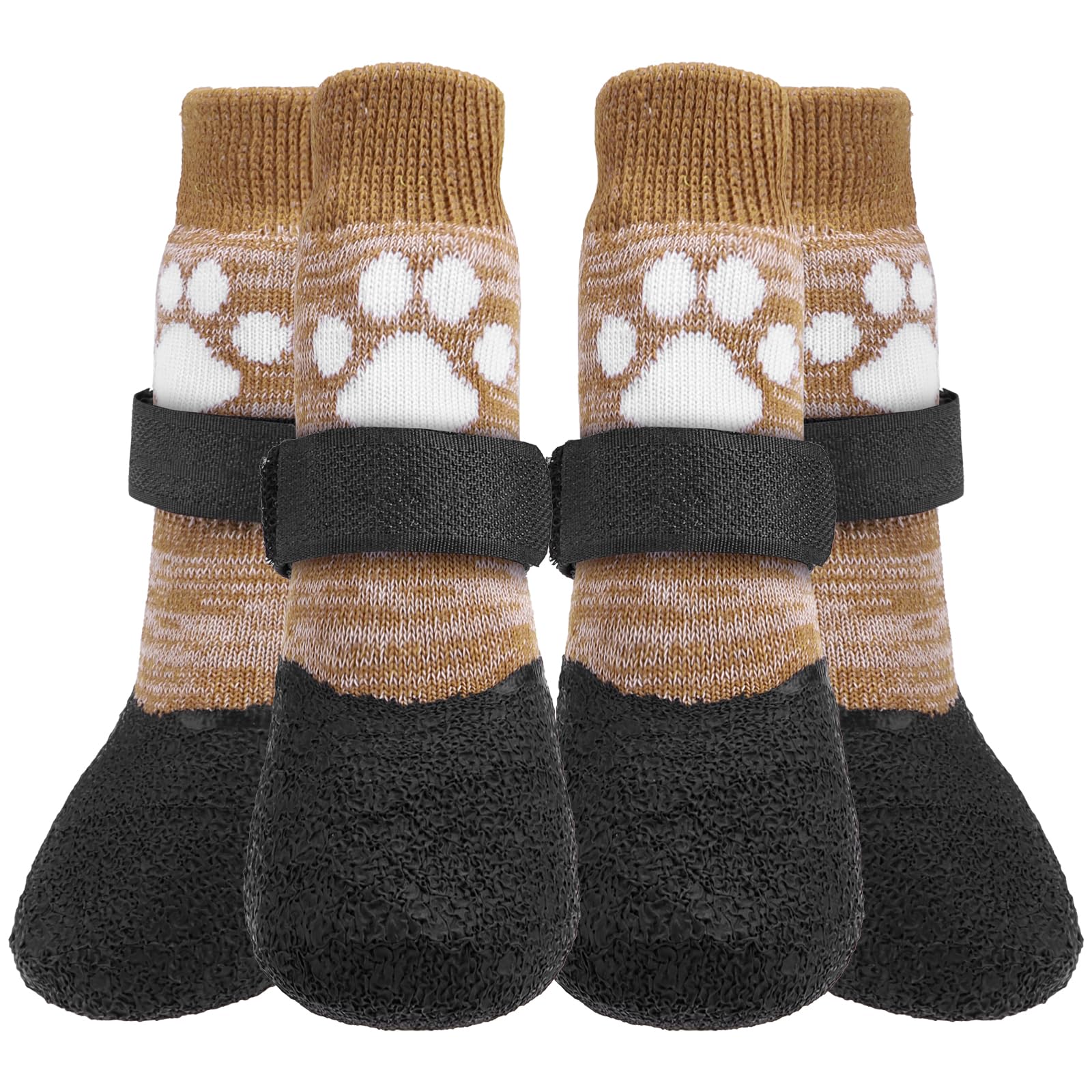 KOOLTAIL anti-slip dog socks illustrating paw width measurement for secure fit and traction.