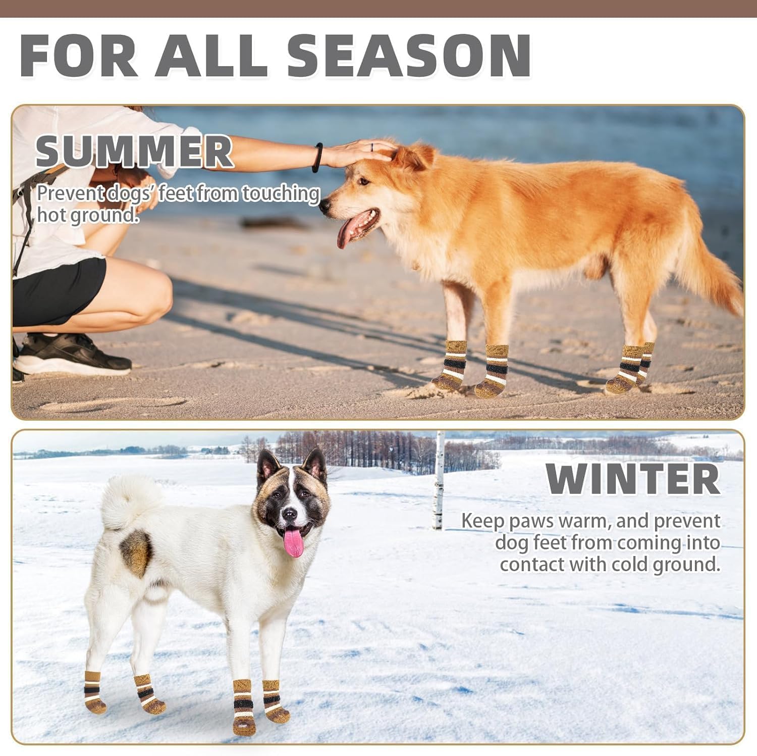 KOOLTAIL anti-slip dog socks soft cotton-poly fabric provides warmth and comfort