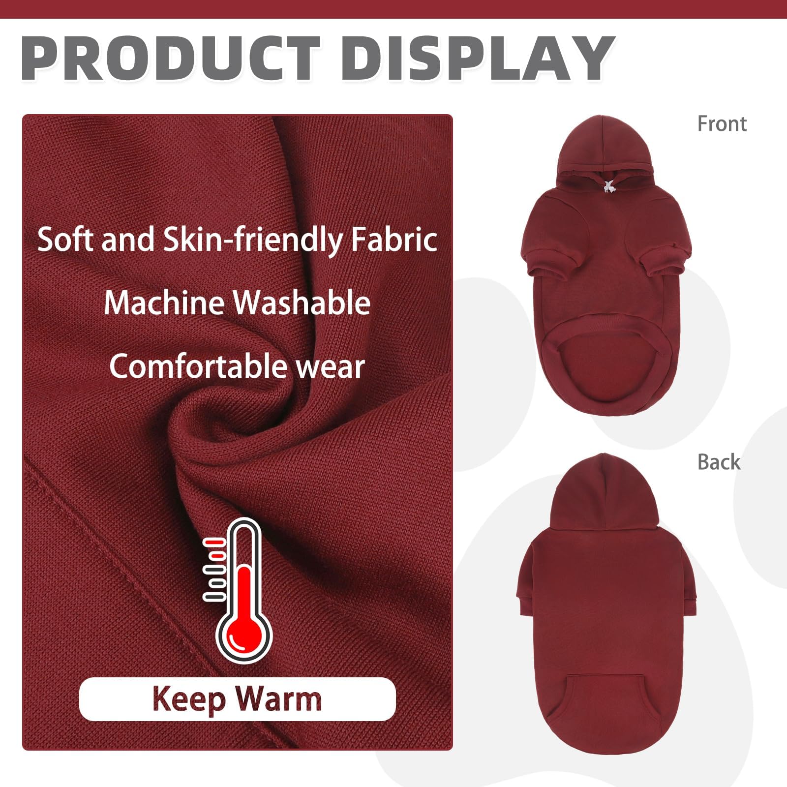 KOOLTAIL Basic Dog Hoodie back view shows snug coverage for cold strolls.