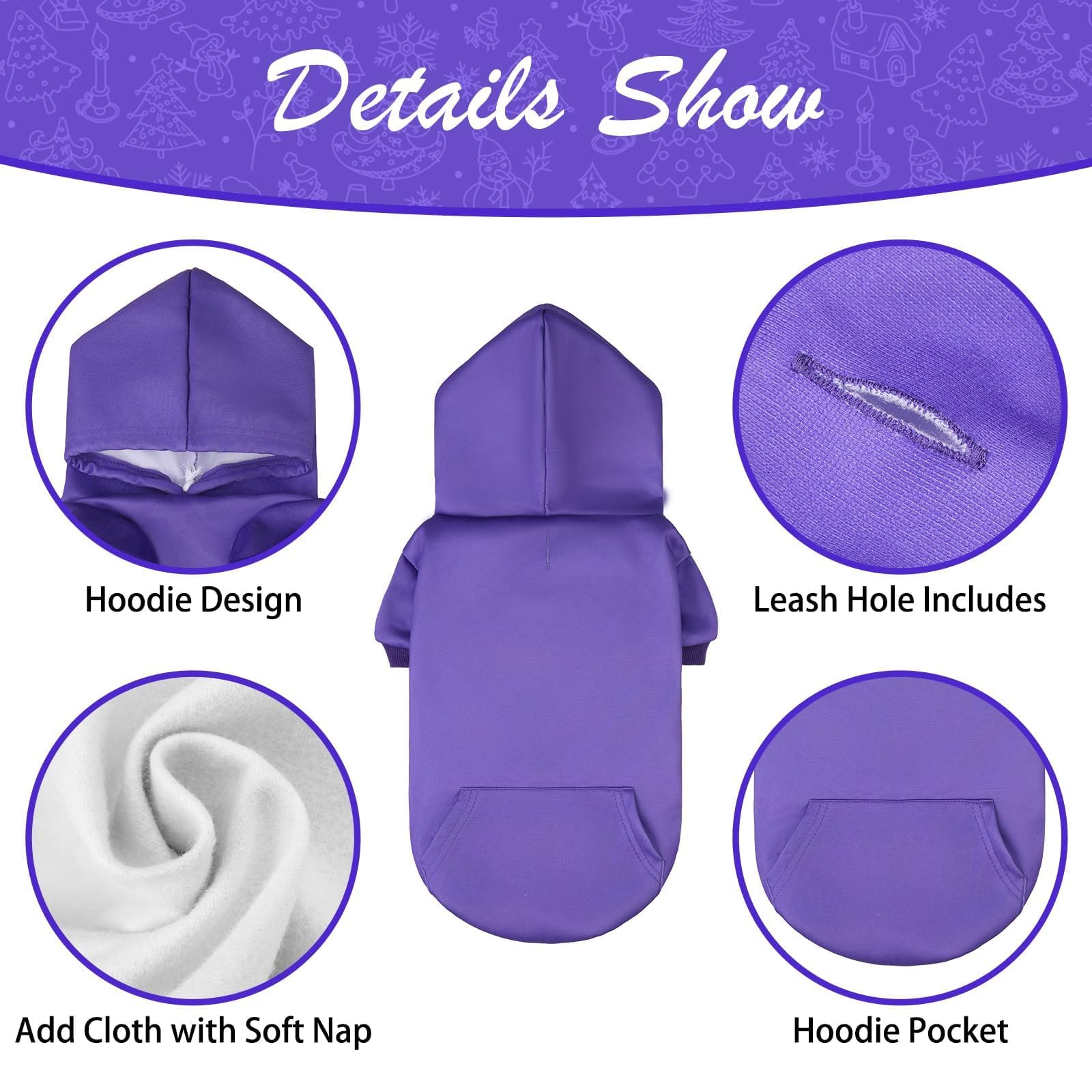 KOOLTAIL Basic dog hoodie leash hole offers safe daily walking access.
