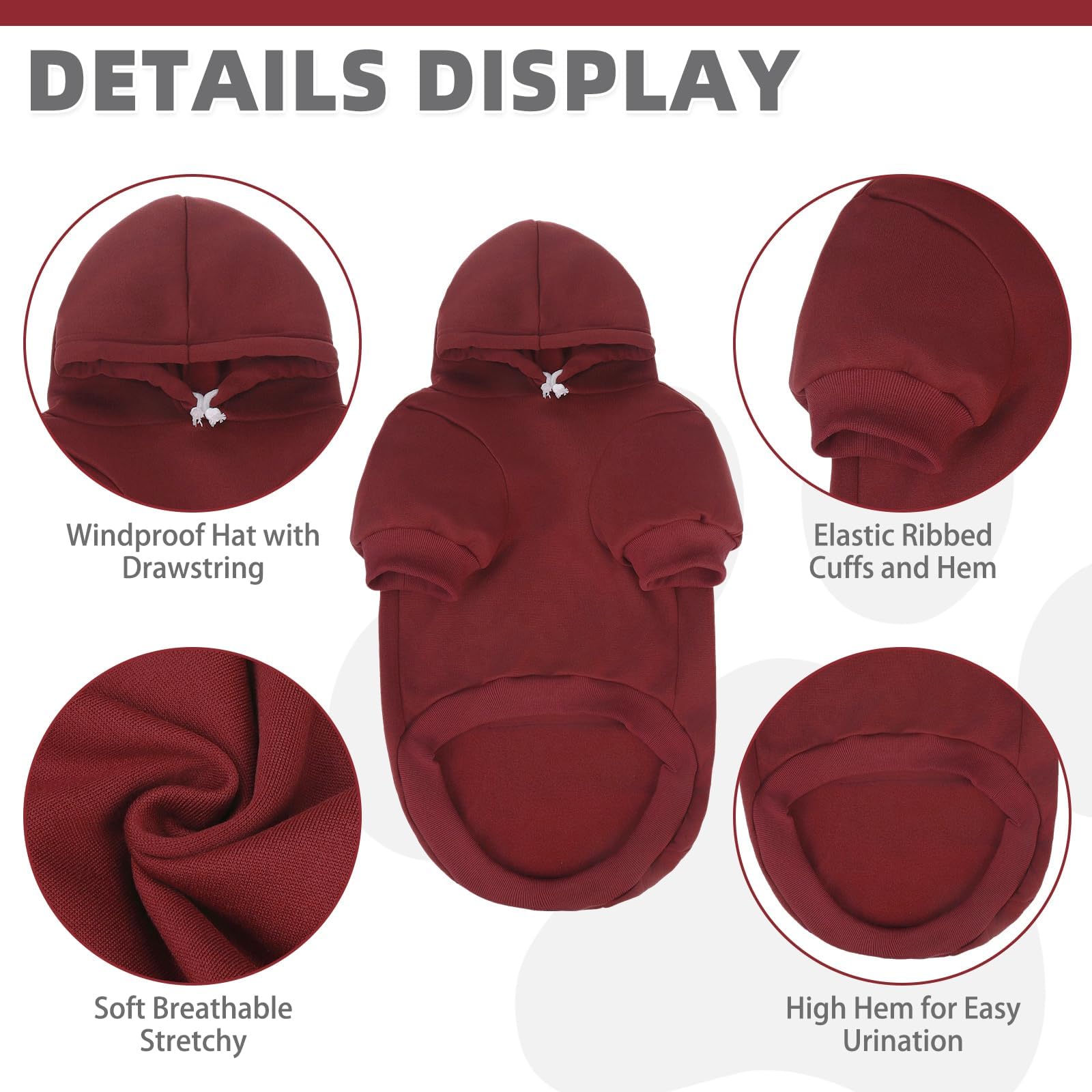 KOOLTAIL Basic Dog Hoodie size-chart-guide helps buyers find the proper fit.