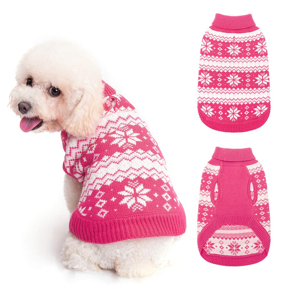 KOOLTAIL cable knit dog sweater with snowflake pattern offers stylish warmth for winter walks.