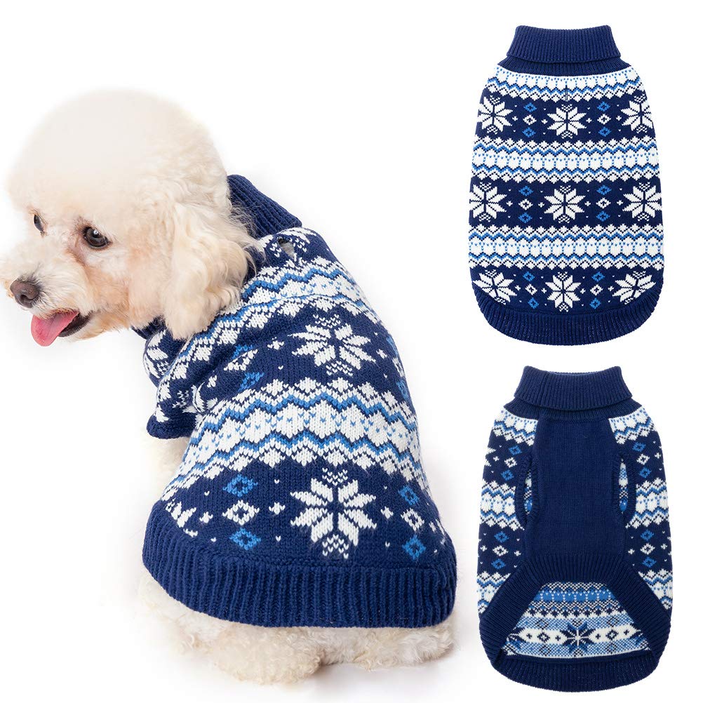 KOOLTAIL cable-knit dog sweater turtleneck keeps small dogs warm during chilly walks