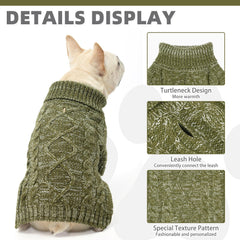 KOOLTAIL cable knit pattern on dog sweater adds timeless style