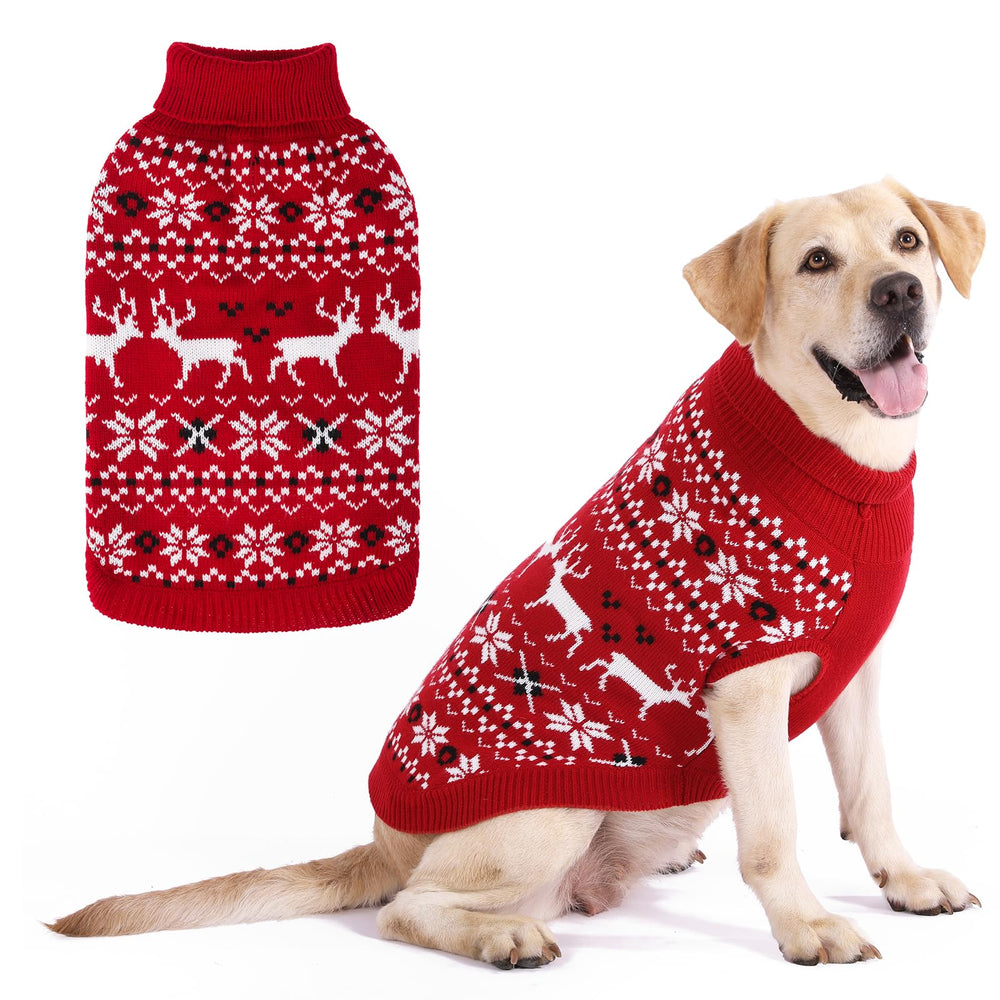 KOOLTAIL Christmas dog sweater with reindeer pattern for cozy winter walks.