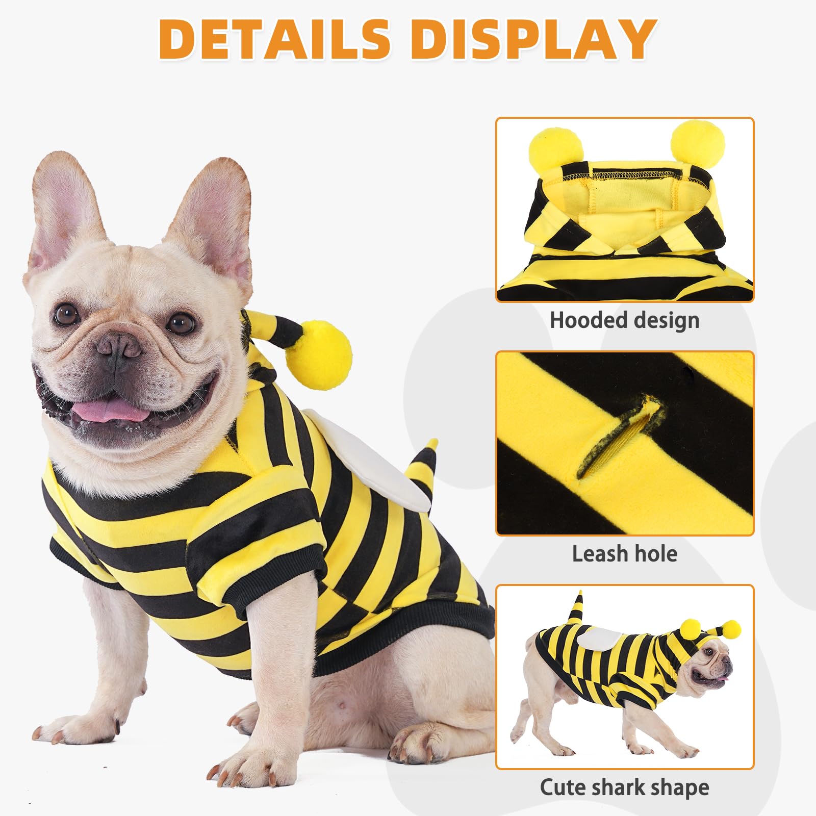 KOOLTAIL dog bee costume fleece fabric keeps pet warm and comfy