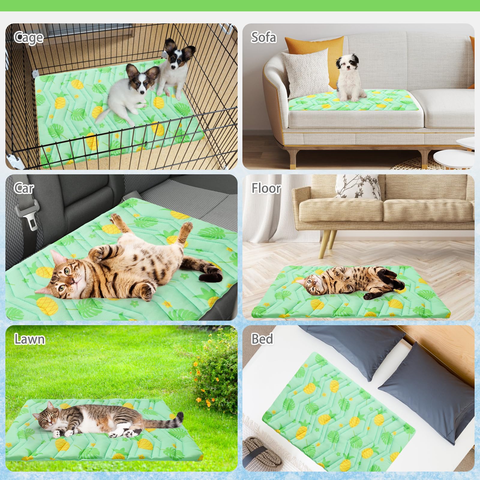 KOOLTAIL dog cooling mat in crate for secure resting spot