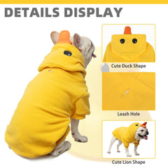KOOLTAIL dog duck costume hood detail offers secure, windproof fit.
