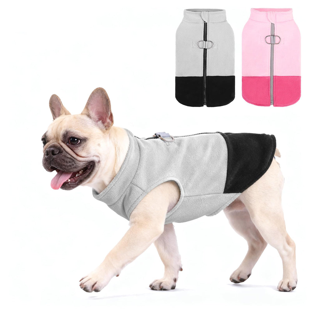 KOOLTAIL dog fleece vest back-D-ring view shows secure leash attachment for daily walks.