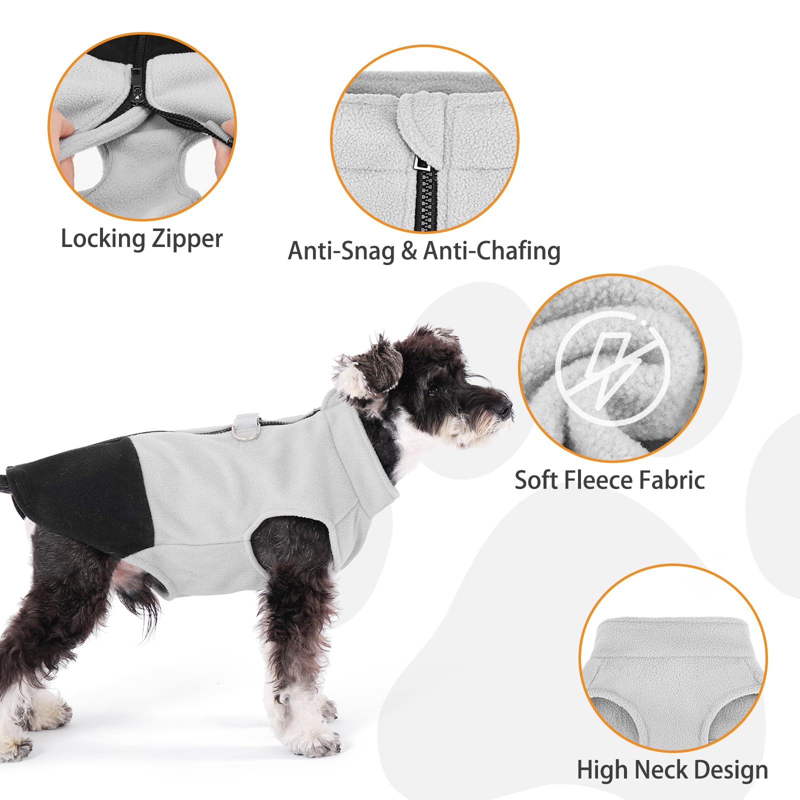 KOOLTAIL dog fleece vest leather patches reinforce leash attachment area