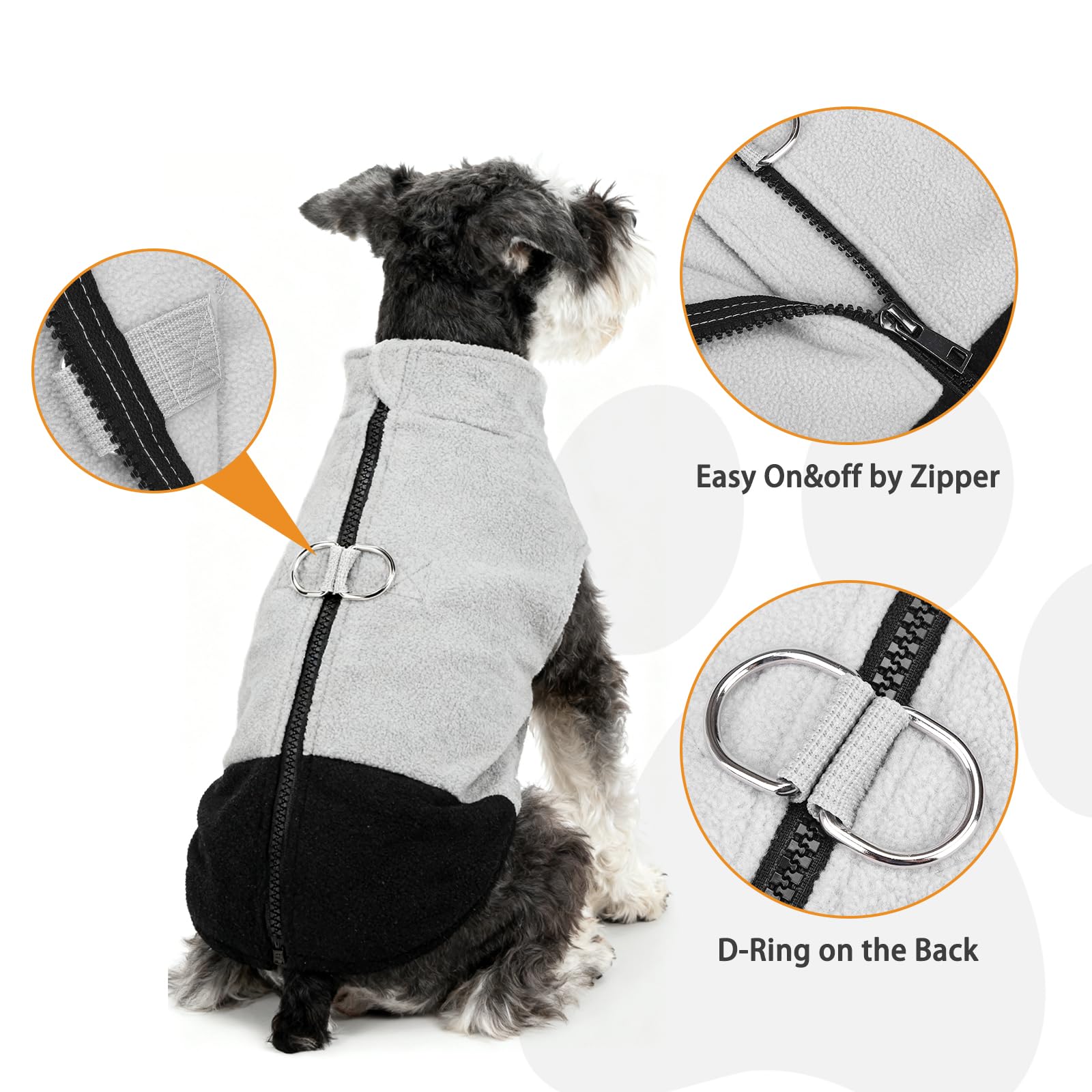 KOOLTAIL pullover fleece vest ease-of-wear design reduces fur snag risks.