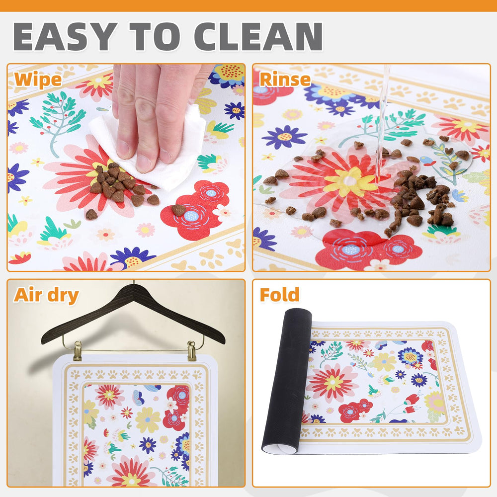 KOOLTAIL dog food mat is easy to clean and durable, resisting hair and dust