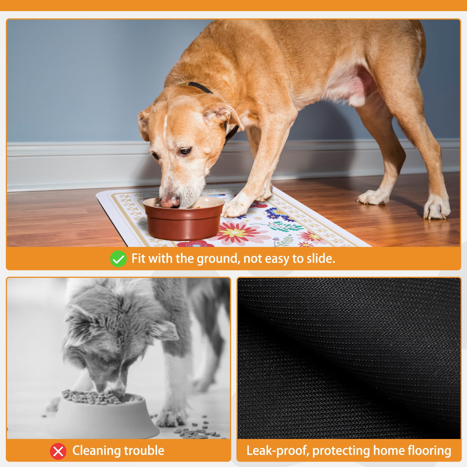 KOOLTAIL dog food mat stores easily by rolling for compact storage