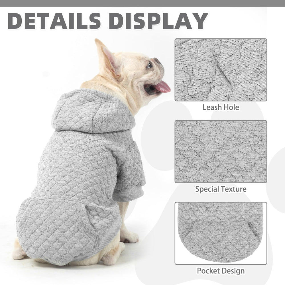 KOOLTAIL dog hoodie gray M leash hole and pocket for treats on walks.