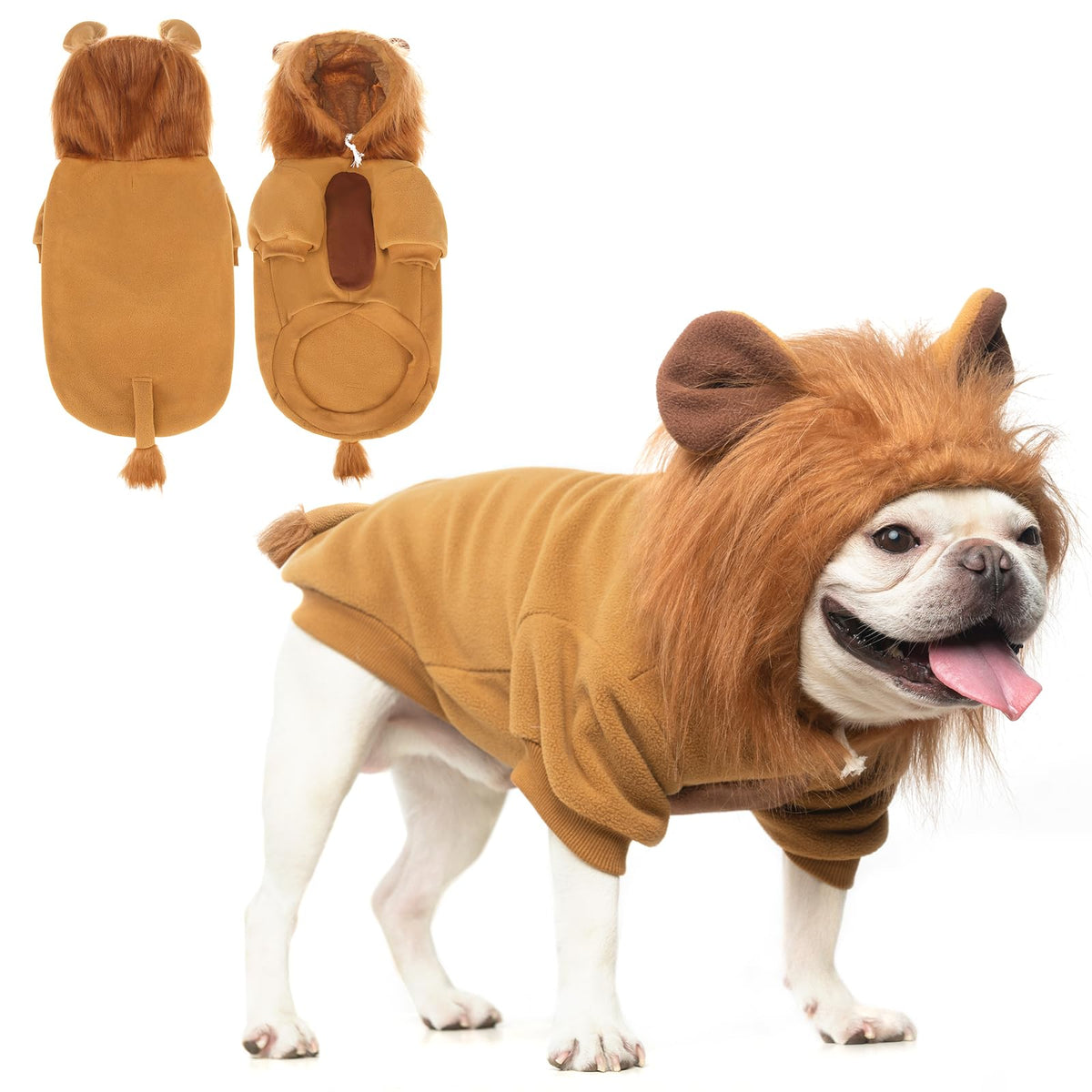 KOOLTAIL Lion Mane Costume front view shows bold pet cosplay photos.