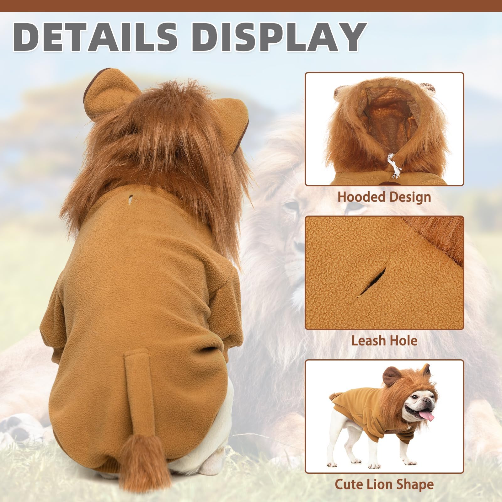KOOLTAIL Lion mane headband detail adds realistic, playful look.