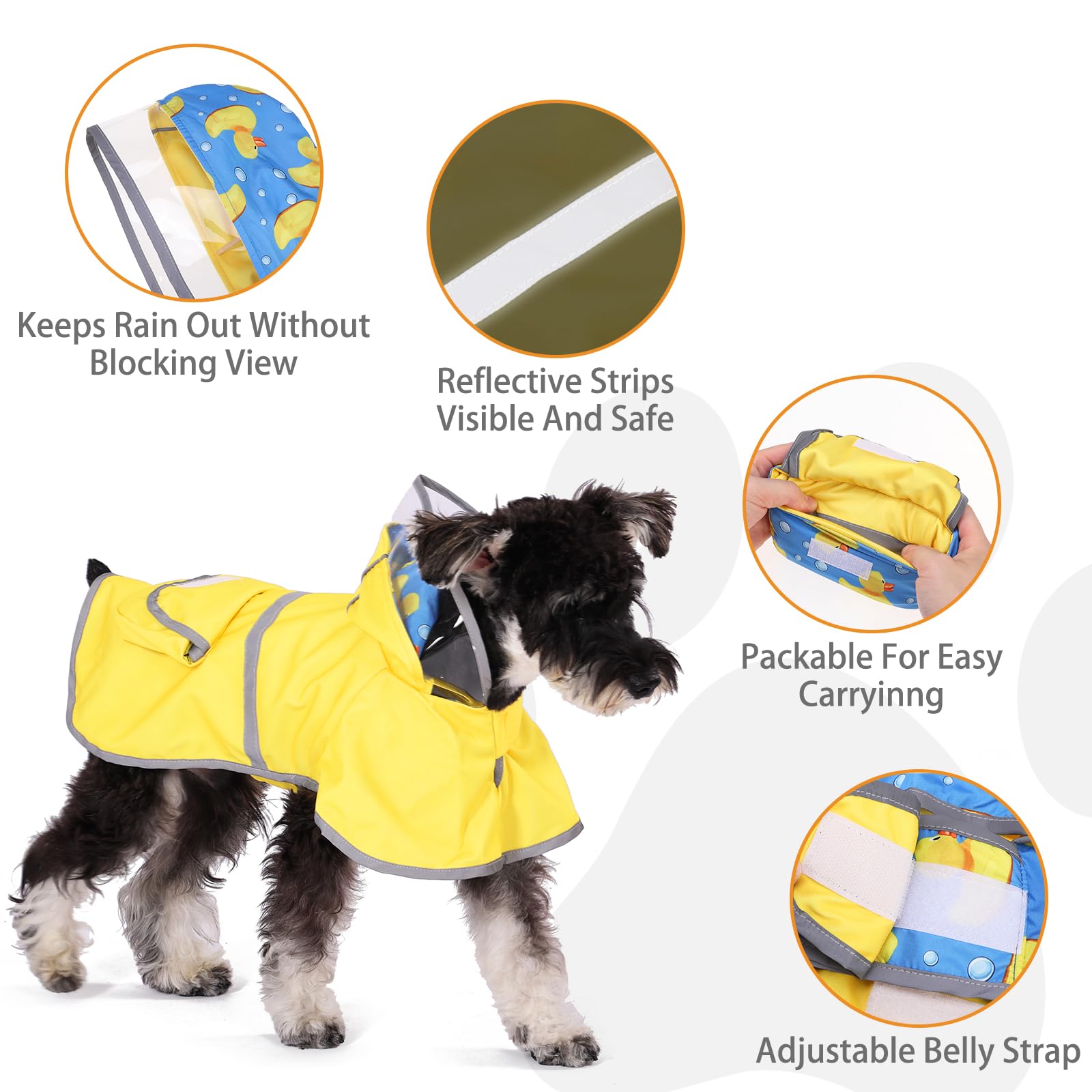 KOOLTAIL dog raincoat close-up of adjustable neck and belly straps