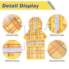 KOOLTAIL back view raincoat shows built-in leash hole for easy walking in rain.