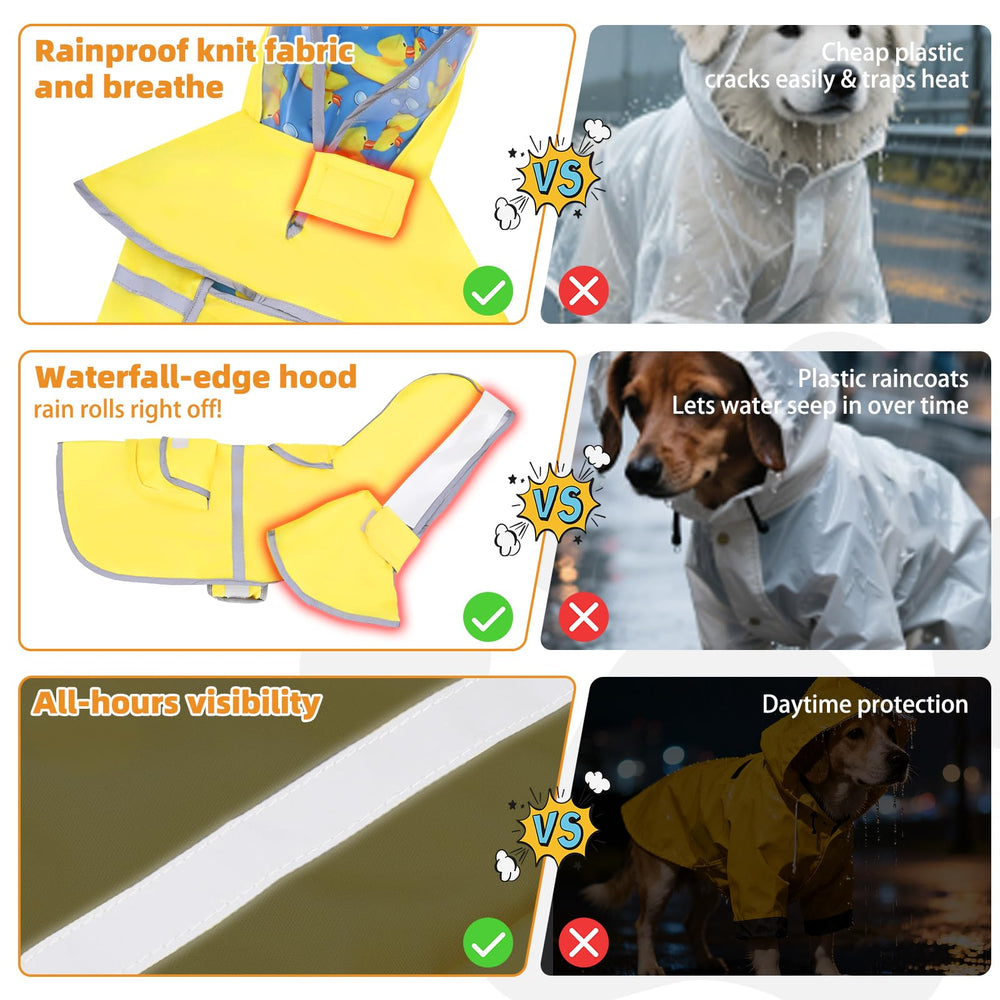 KOOLTAIL dog raincoat clear hood shields face while staying visible