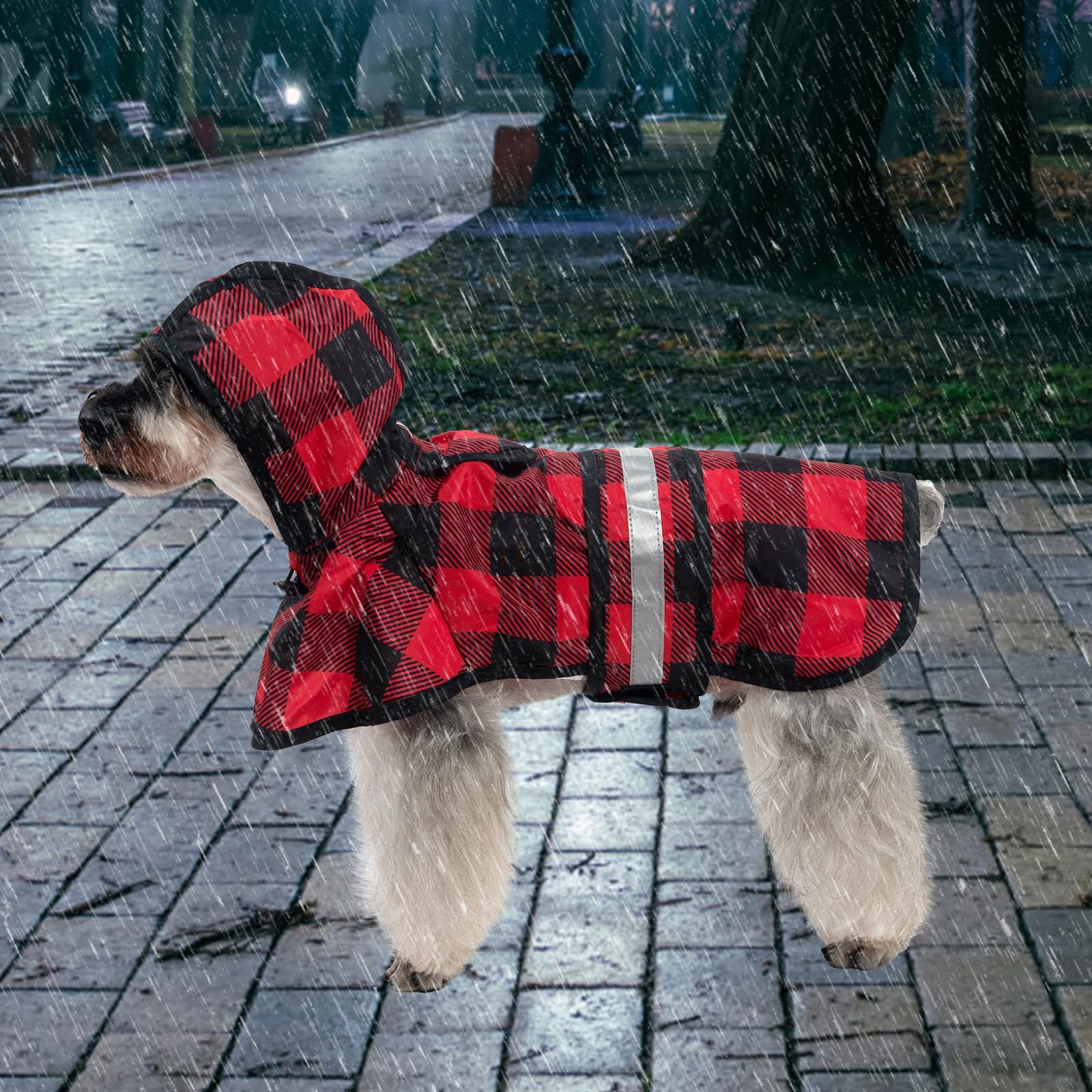 KOOLTAIL hood elastic buckle detail shows secure fit for windy or active dogs