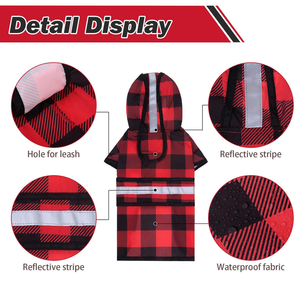 KOOLTAIL dog raincoat back view highlights leash hole for easy outdoor strolls in rain