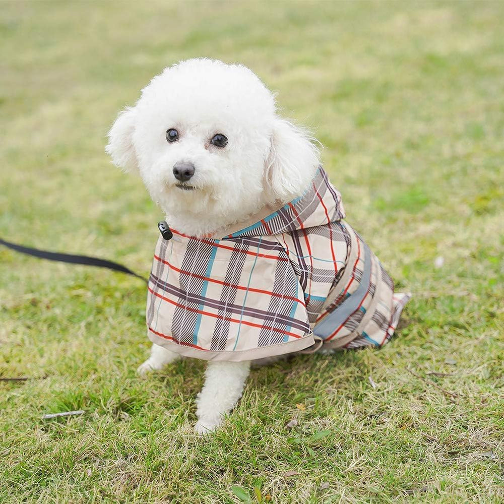 KOOLTAIL dog raincoat hooded poncho beige L waterproof fabric keeps pets dry