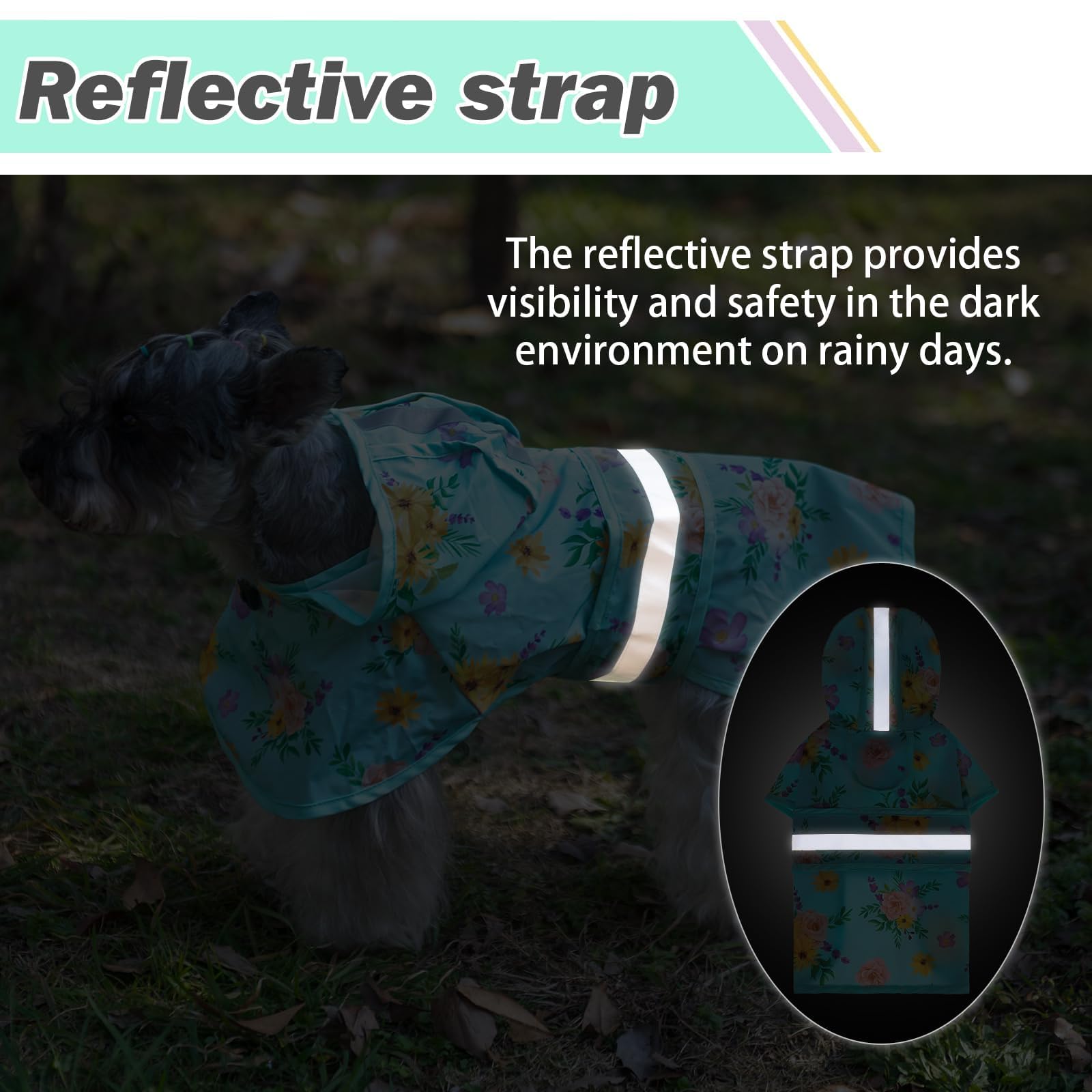 KOOLTAIL dog raincoat hooded slicker poncho adjustable belly strap for secure fit