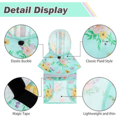KOOLTAIL dog raincoat hooded slicker poncho with leash hole for easy rainy walks