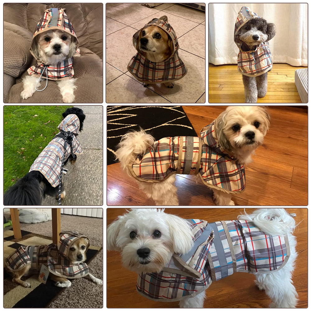 KOOLTAIL plaid-pattern rainwear offers stylish weather protection for small to medium dogs