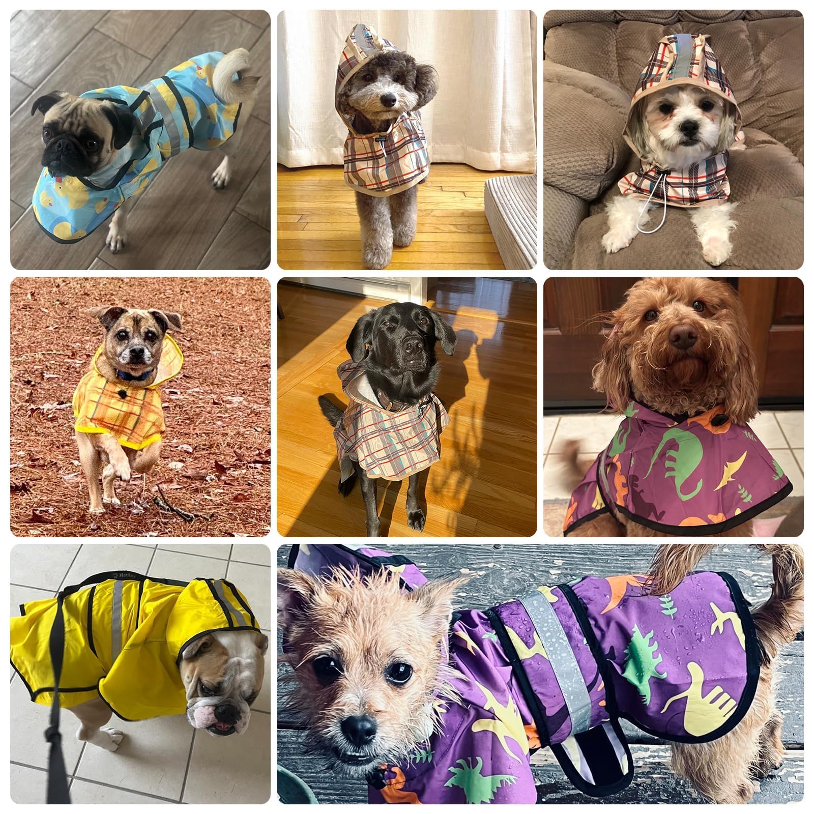 KOOLTAIL dog raincoat hooded slicker poncho reflective strip for high visibility safety