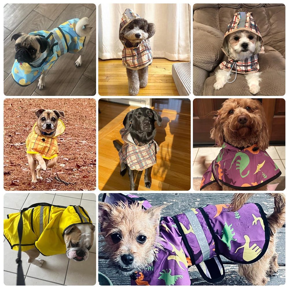 KOOLTAIL dog raincoat hooded slicker poncho reflective strip for high visibility safety