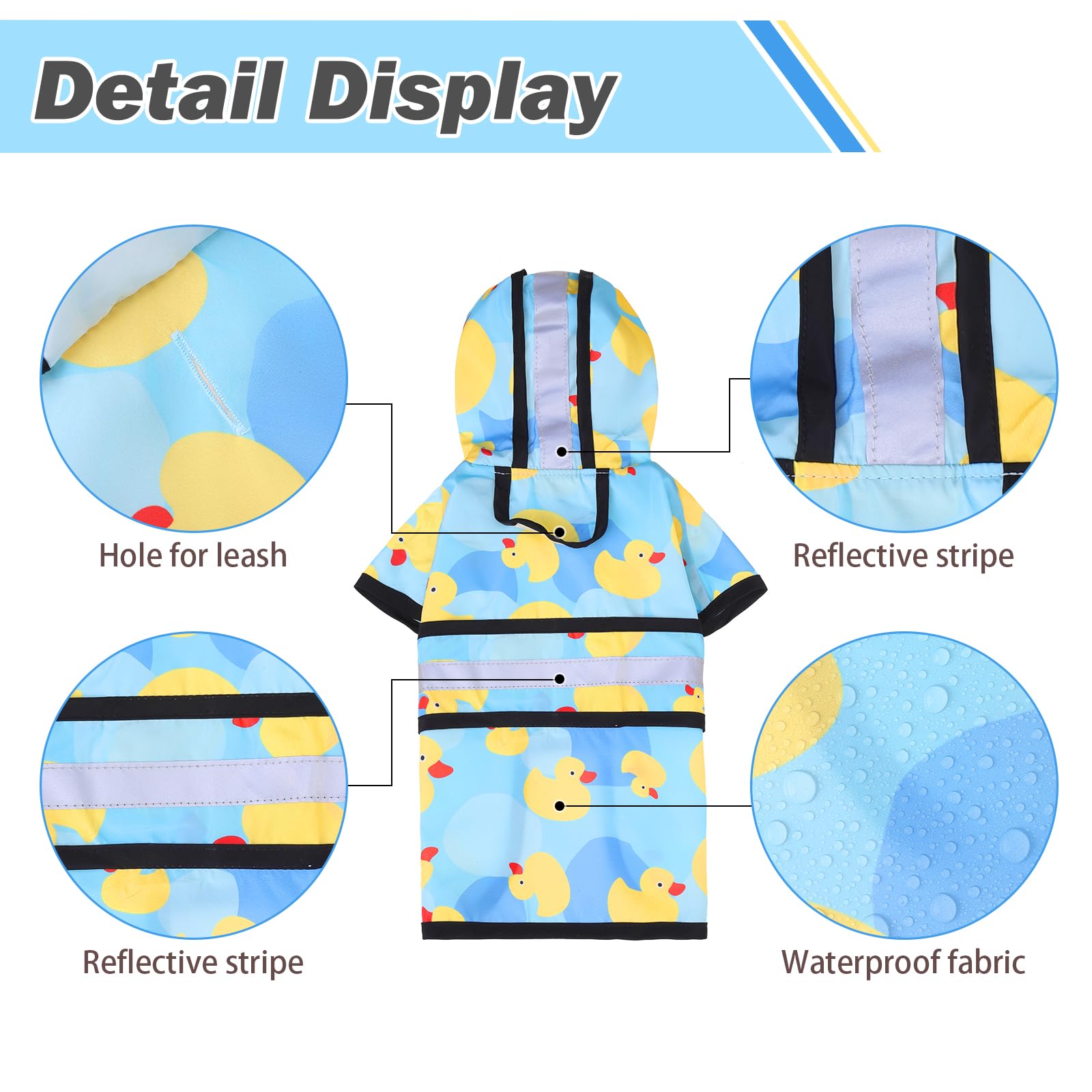 KOOLTAIL raincoat side view showing reflective strip for visibility.