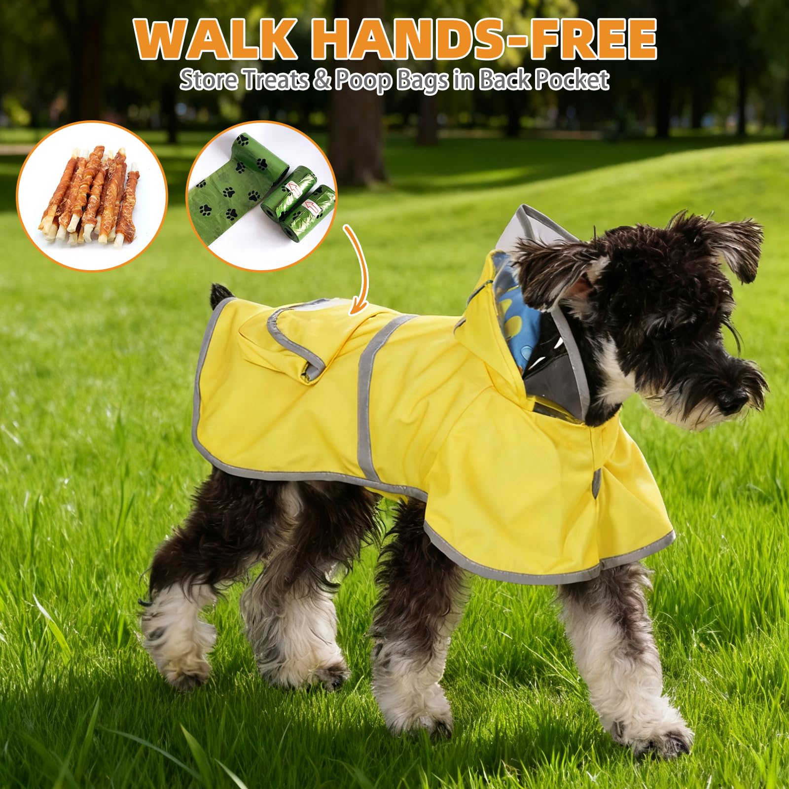 KOOLTAIL dog raincoat L leash port with weather flap for harness access